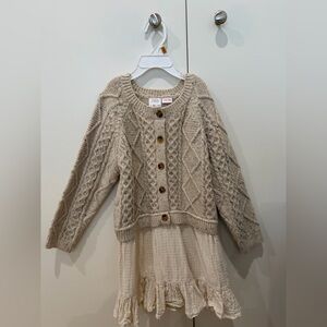 Zara Cream Cable Knit Button Cardigan dress